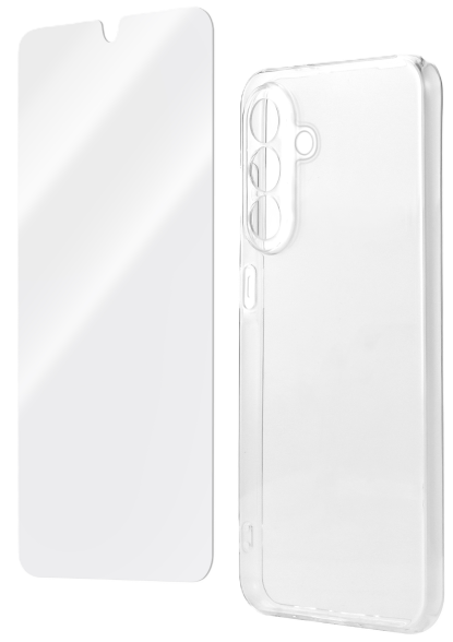 Image of clear case and screen protector for Samsung Galaxy A16