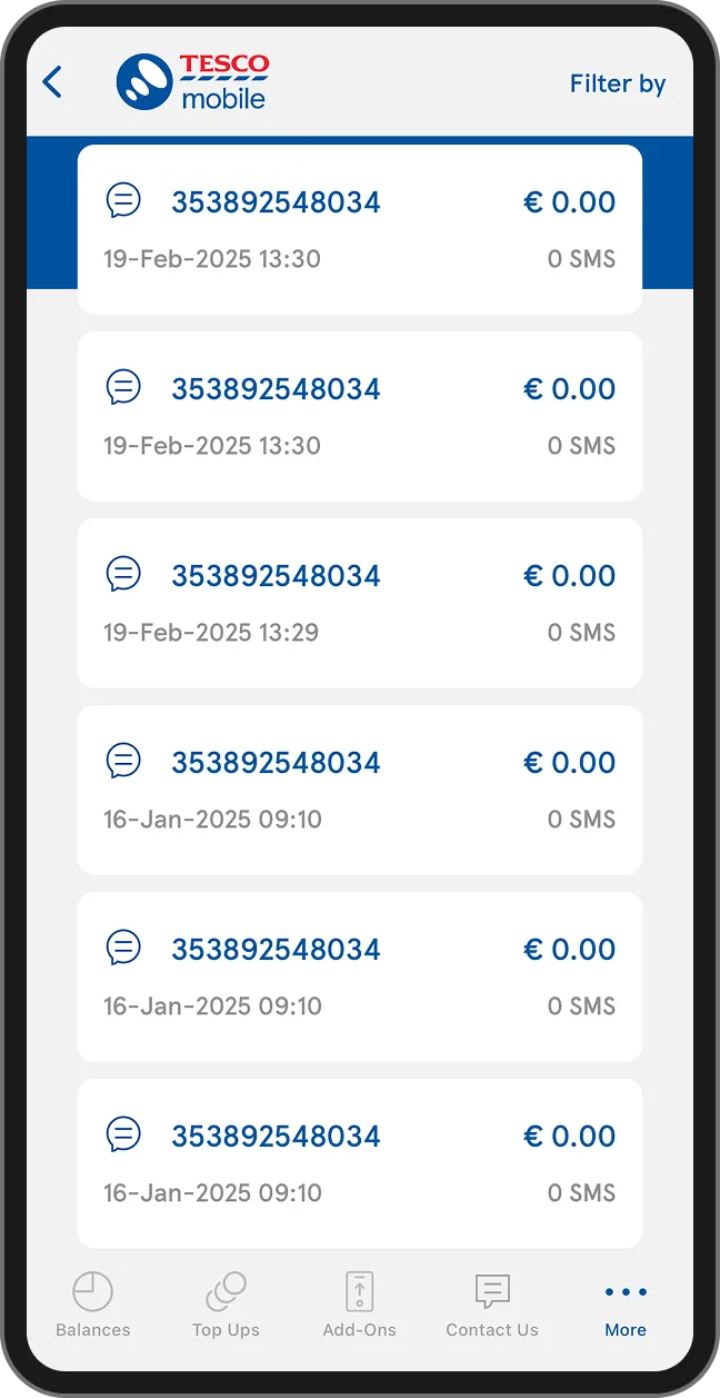 Tesco Mobile app - usage image