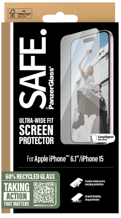 SAFE by PanzerGlass Ultra-Wide Fit screen protector retail box, front of pack